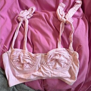 Adika Pastel Pink Ruched Tie-Shoulder Bralette